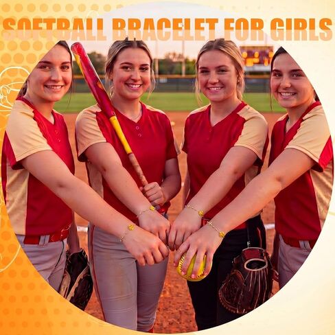 Kenning 12 Set Softball Bracelets Team Gift Bulk Adjustable Bracelet with Inspirational Card Cross Chain Sport Accessories Christian Jewelry Gifts for Softball Team Ball Lovers Players in Kuwait