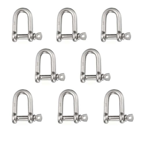 Screw Pin Shackle, 8 Pcs 3/16" 316 Stainless Steel Forged D Shackle, Marine Grade for Chains, Wire Rope and Outdoor Use, 352lb Working Load in Kuwait