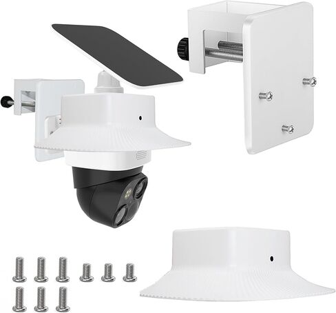 قوس جبل مزراب + غطاء المطر متوافق مع eufy solocam s340 （1pack ، أبيض） in Kuwait