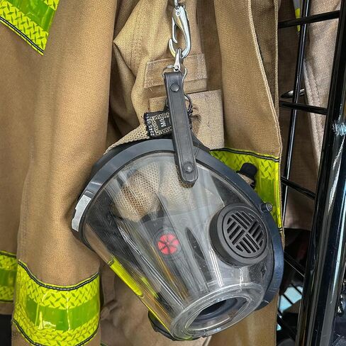 قناع رجال الإطفاء SCBA سريع الفك، مشبك حامل قناع رجال الإطفاء من الجلد الطبيعي لمعدات الإقبال، حامل حزام قناع جلدي عالي التحمل مع مشبك معدني in Kuwait