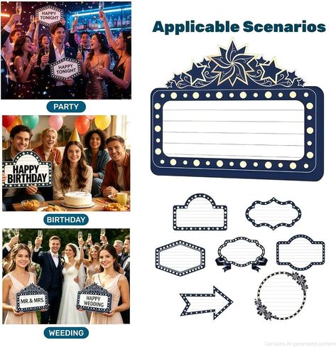 8 Pack Wedding Entrance Sign, Marquee Girl Club Signs For Wedding Entrance Props, 2 Inch Letter Stickers, Navy Blue Vip Nightclub Reception Party Board, Bottle Service Sign Bachelorette DéCor in Kuwait