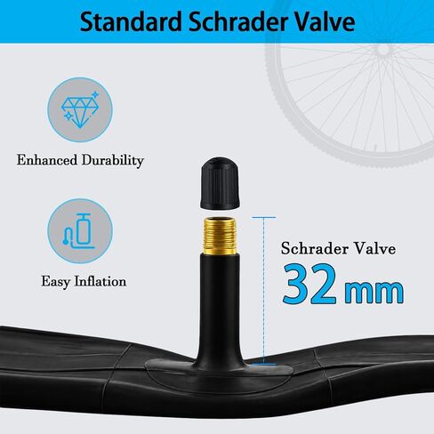 27.5 Bike Inner Tubes 2 Pack, 27.5 x 1.75/1.95/2.10/2.125 inch Bicycle Tubes with 32mm Schrader Valve, 27.5 Bike Tube with 2 Tire Levers for MTB and Cruisers, City, Road Bikes in Kuwait
