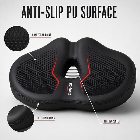 Bike Comfort Kit – Noseless Wide Memory Foam Saddle + Ergonomic Lock-On Handlebar Grips – Pressure Relief Seat & Anti-Slip Grip Set for Indoor, Road, MTB & E-Bikes in Kuwait