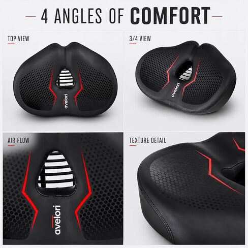 Bike Comfort Kit – Noseless Wide Memory Foam Saddle + Ergonomic Lock-On Handlebar Grips – Pressure Relief Seat & Anti-Slip Grip Set for Indoor, Road, MTB & E-Bikes in Kuwait
