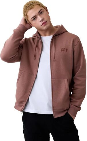 GAP Men's Hi-lo Heritage Logo Full Zip Hoodie in Kuwait