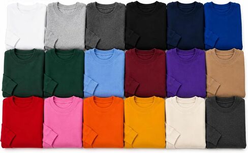 EVERYDAY TEES Value Pack Men's Crewneck Sweatshirts – Bulk Mixed Colors – No Color Choice (Pack of 12) Small to 5XL (US, Alpha, Small, Regular, Regular) in Kuwait