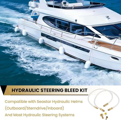 Hydraulic Steering Bleed Kit for SeaStar, 1 Set | Quick Connect Filler Hose, Fits BayStar & Uflex, For Outboard/Inboard, Mess-Free Air Removal, Marine Bridge Tube in Kuwait