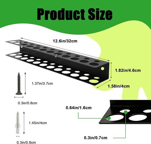 12.6" Wall-Mounted Screwdriver Holder, Metal Pliers Holder, 23 Holes Multi-Purpose Tool Organiser, Hand Tool Organiser, Suitable for garages, workshops, storage sheds & workbenches in Kuwait