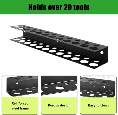 12.6" Wall-Mounted Screwdriver Holder, Metal Pliers Holder, 23 Holes Multi-Purpose Tool Organiser, Hand Tool Organiser, Suitable for garages, workshops, storage sheds & workbenches in Kuwait