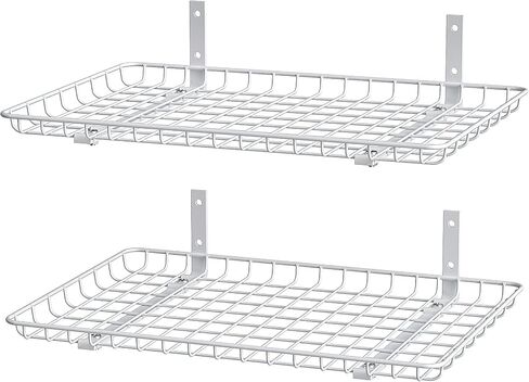 EVERHANGER Garage Wall Shelves 12x24 Inch, Wall Mounted Storage Shelf, Metal Shelf Rack, Heavy-Duty Shelf Organizer 2 Pack, White in Kuwait