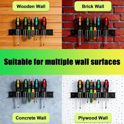 12.6" Wall-Mounted Screwdriver Holder, Metal Pliers Holder, 23 Holes Multi-Purpose Tool Organiser, Hand Tool Organiser, Suitable for garages, workshops, storage sheds & workbenches in Kuwait
