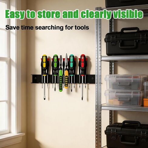 12.6" Wall-Mounted Screwdriver Holder, Metal Pliers Holder, 23 Holes Multi-Purpose Tool Organiser, Hand Tool Organiser, Suitable for garages, workshops, storage sheds & workbenches in Kuwait