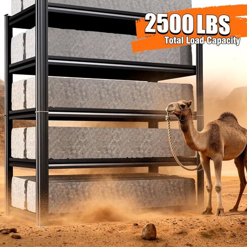 رفوف المرآب - 2050 رطل 5 أرفف تخزين من الطبقة، وحدة رفوف معدنية شديدة التحمل قابلة للتعديل ورف تخزين كبير، رف فولاذي متعدد الاستخدامات لمنظمي الطابق السفلي للمستودعات الصناعية 71 بوصة × 46 بوصة × 20 بوصة in Kuwait