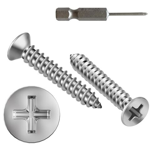 200PCS #3 x 1/2" Flat Head Self Tapping Screws 304 Stainless Steel with Organizer Box & 1 PH0 Driver Bit in Kuwait