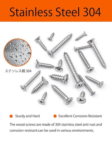 200PCS #3 x 1/2" Flat Head Self Tapping Screws 304 Stainless Steel with Organizer Box & 1 PH0 Driver Bit in Kuwait