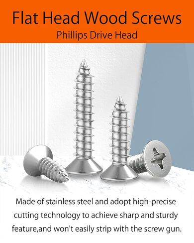 200PCS #3 x 1/2" Flat Head Self Tapping Screws 304 Stainless Steel with Organizer Box & 1 PH0 Driver Bit in Kuwait