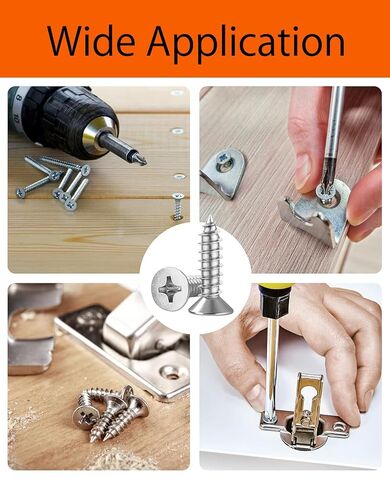 200PCS #3 x 1/2" Flat Head Self Tapping Screws 304 Stainless Steel with Organizer Box & 1 PH0 Driver Bit in Kuwait