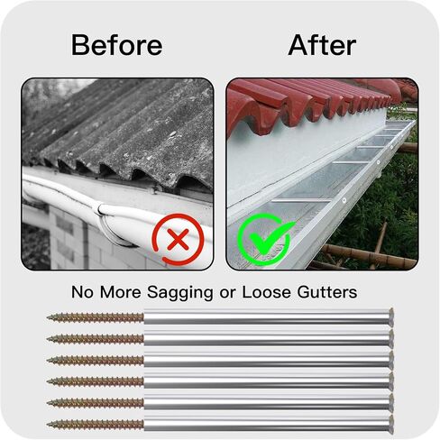 Gutter Screws 7 Inch with Stainless Steel Ferrule, White, 20 Pack | Rain Gutter Nails and Spacers with Sleeve, For 5-Inch Roof Gutter Repair, House Gutter Spikes in Saudi Arabia