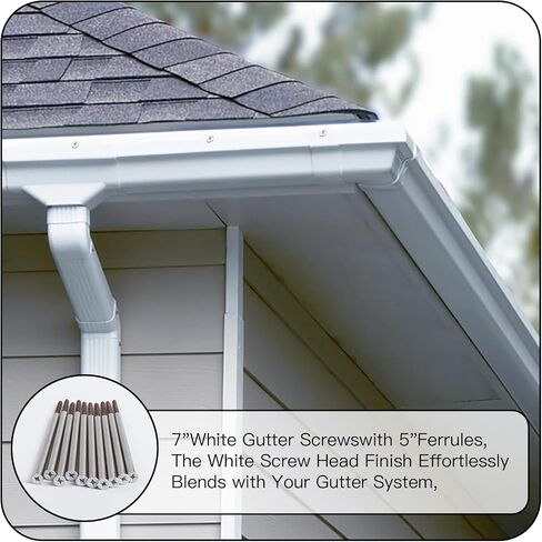 Gutter Screws 7 Inch with Stainless Steel Ferrule, White, 20 Pack | Rain Gutter Nails and Spacers with Sleeve, For 5-Inch Roof Gutter Repair, House Gutter Spikes in Saudi Arabia