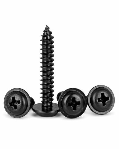 IMSCREWS 100 Pcs M3.5 x 12mm Black Self Tapping Screws, 304 Stainless Steel Phillips Pan Washer Head, Natural Black No Peeling, Type A Point for Metal/Wood/Plastic in Kuwait