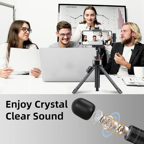 ميكروفون صغير لاسلكي NPTCL لأجهزة iPhone PC وميكروفون USB من النوع C Lavalier Lapel | تقليل الضوضاء القابل للاختيار، عمر البطارية 8 ساعات، تسجيل لاسلكي بطول 75 قدمًا لمنشئ المحتوى، تسجيل فيديو Youtube Tiktok in Kuwait
