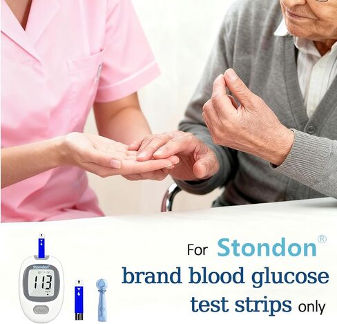 Stondon Blood Glucose Test Strips and Lancets, 50 Test Strips + 50 Lancets, Compatible with Stondon G430/G520/G425-3 Glucose Meters, No Coding Blood Sugar Testing Supplies in Kuwait