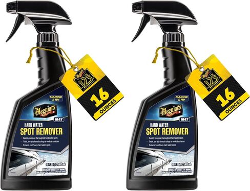 مزيل بقع الماء العسر البحري/RV من Meguiar M4716 - مزيل بقع الماء العسر للقوارب والمركبات الترفيهية سهل الاستخدام - لتفاصيل المركبات الترفيهية والقوارب - إزالة بقع الماء وإضافة الحماية، 16 أونصة in Kuwait