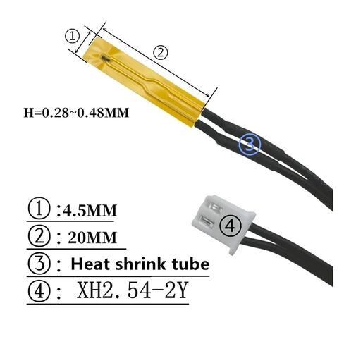 TZW NTC Ultra-Thin Temperature Sensor Thin Film thermistor Probe B3950-10k Surface Temperature Measuring Head with XH2.54 Plug 5(B3950 10K L1M) in Kuwait
