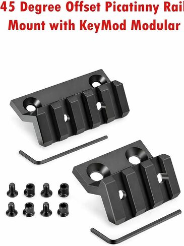 Gotical- 4 Products Combo KeyMod 45 Degree Offset Picatinny Rail Mount with KeyMod Modular, 7 Slots Key mod Rail and 5 Slots Aluminum Key mod Rail (Pack of 4) in Kuwait