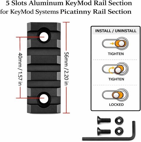 Gotical- 4 Products Combo KeyMod 45 Degree Offset Picatinny Rail Mount with KeyMod Modular, 7 Slots Key mod Rail and 5 Slots Aluminum Key mod Rail (Pack of 4) in Kuwait