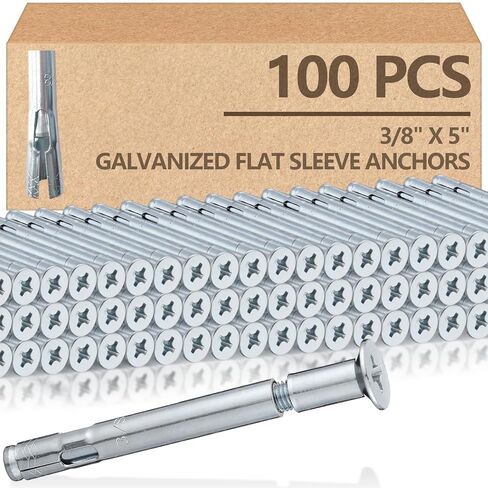 TANDEFIO 50 PCS 3/8 "× 5" مرساة الأكمام المسطحة للخرسانة مرساة تمدد الزنك الملموسة in Kuwait