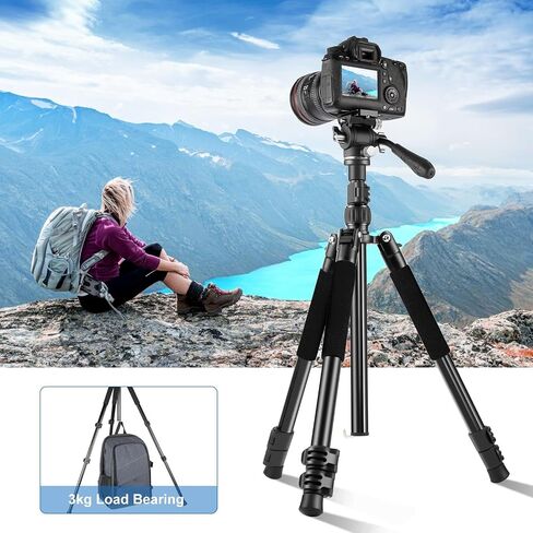 6.5ft Portable Adjustable Photography Light Stand with 1/4" Screw Quick Release, Camera Phone Tripod for Camera Video Light Smartphone, Lightweight for Travel in Saudi Arabia