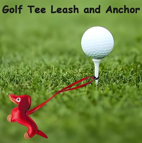 2PCS Golf Tee Leash and Anchor, Dachshund Golf Tee Leash Set, Prevent Tee Loss, Fun Golf Accessory Gift for Dog Lovers, Red & Yellow in Kuwait