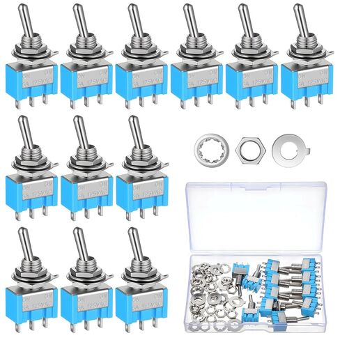 12 Pcs Mini Toggle Switch, 3 Pin 2 Position Micro switches, SPST 6A 125V Miniature ON/ON 6 Amp 125 Volt MTS-102 in Kuwait