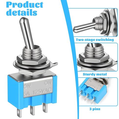 12 Pcs Mini Toggle Switch, 3 Pin 2 Position Micro switches, SPST 6A 125V Miniature ON/ON 6 Amp 125 Volt MTS-102 in Kuwait