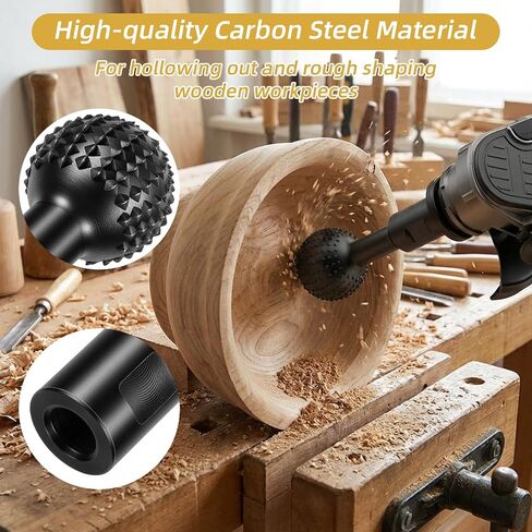 3 Pcs Sphere Rotary Burr Set with 5/8-11 Thread Ball Gouge Attachments for 4-1/2" and 5" Angle Grinder, Carbon Steel Power Tools for Wood Hollowing, Slotting, Engraving and Polishing in Kuwait
