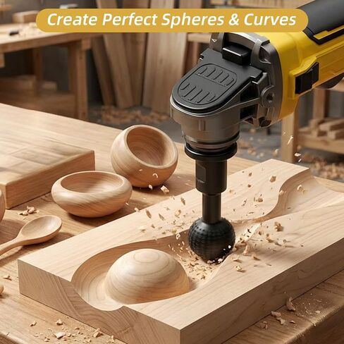3 Pcs Sphere Rotary Burr Set with 5/8-11 Thread Ball Gouge Attachments for 4-1/2" and 5" Angle Grinder, Carbon Steel Power Tools for Wood Hollowing, Slotting, Engraving and Polishing in Kuwait