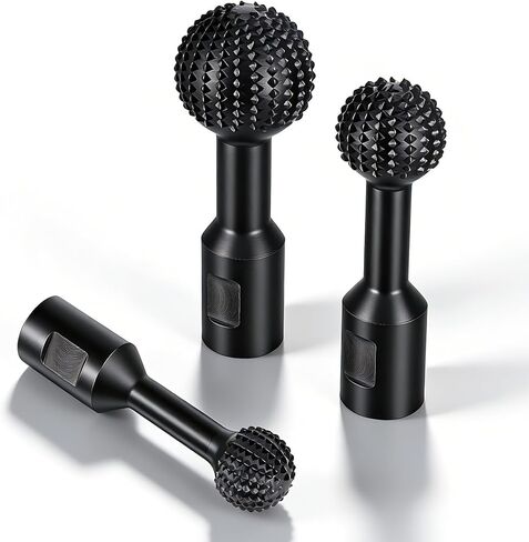 3 Pcs Sphere Rotary Burr Set with 5/8-11 Thread Ball Gouge Attachments for 4-1/2" and 5" Angle Grinder, Carbon Steel Power Tools for Wood Hollowing, Slotting, Engraving and Polishing in Kuwait