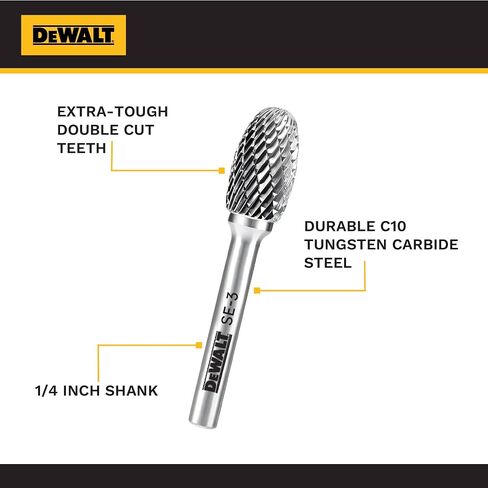 مثقاب مفرد من كربيد التنجستين من DEWALT مقاس SE-3 مع ساق مقاس 1/4 بوصة لأعمال المعادن الصعبة (DXCBTJSE3) in Kuwait