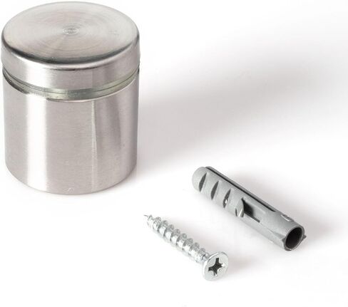 Stainless Steel Standoff 1-1/4 Inch Diameter x 1 Inch Barrel Length Brushed Finish for PVC, Glass and Acrylic Sign Stand Off Wall Anchors and Screws 20 Piece Store/Restaurant Pack in Kuwait