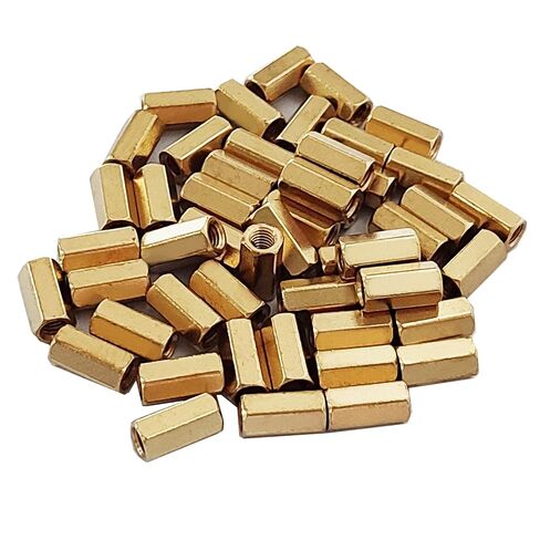 M4 x 12mm عمود PCB مستقيم من النحاس، فاصل عمود سداسي نحاسي ملولب أنثى، 50 قطعة in Kuwait