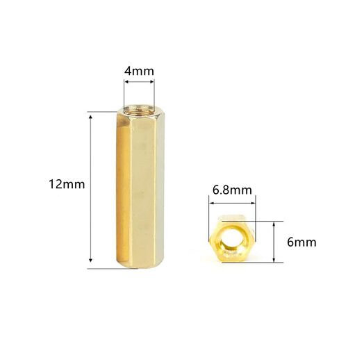 M4 x 12mm عمود PCB مستقيم من النحاس، فاصل عمود سداسي نحاسي ملولب أنثى، 50 قطعة in Kuwait