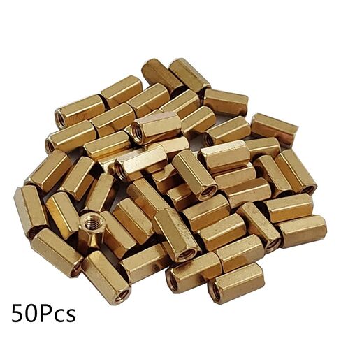 M4 x 12mm عمود PCB مستقيم من النحاس، فاصل عمود سداسي نحاسي ملولب أنثى، 50 قطعة in Kuwait