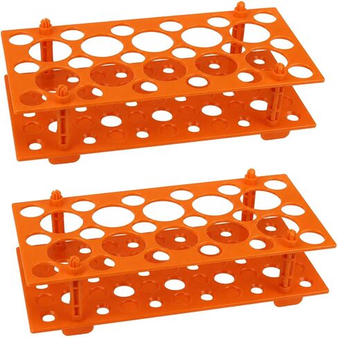 Centrifuge Tube Rack 2-Pack for 10ml/15ml & 50ml Tubes | 28 Well Detachable PP Plastic Test Tube Holder Stand | Lab Tube Organizer (Blue) in Kuwait