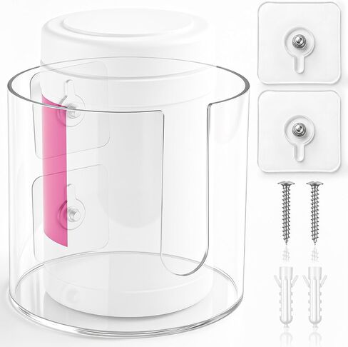 AceOrbit 1 Pack Clear Round Acrylic Lab Wipe Holder 5.5 x 5.5 x 5.2 Inches in Wall Mounted Bathroom Wipe Dispenser Container Flushable Tissue Box for Laboratory Bedroom Kitchen in Kuwait