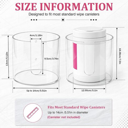 AceOrbit 1 Pack Clear Round Acrylic Lab Wipe Holder 5.5 x 5.5 x 5.2 Inches in Wall Mounted Bathroom Wipe Dispenser Container Flushable Tissue Box for Laboratory Bedroom Kitchen in Kuwait