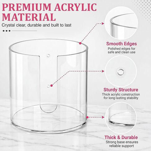 AceOrbit 1 Pack Clear Round Acrylic Lab Wipe Holder 5.5 x 5.5 x 5.2 Inches in Wall Mounted Bathroom Wipe Dispenser Container Flushable Tissue Box for Laboratory Bedroom Kitchen in Kuwait
