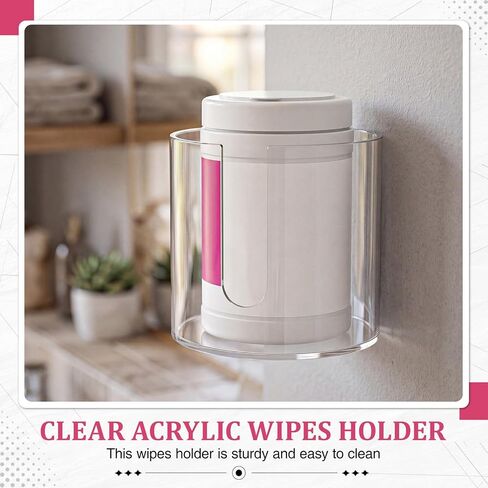 AceOrbit 1 Pack Clear Round Acrylic Lab Wipe Holder 5.5 x 5.5 x 5.2 Inches in Wall Mounted Bathroom Wipe Dispenser Container Flushable Tissue Box for Laboratory Bedroom Kitchen in Kuwait