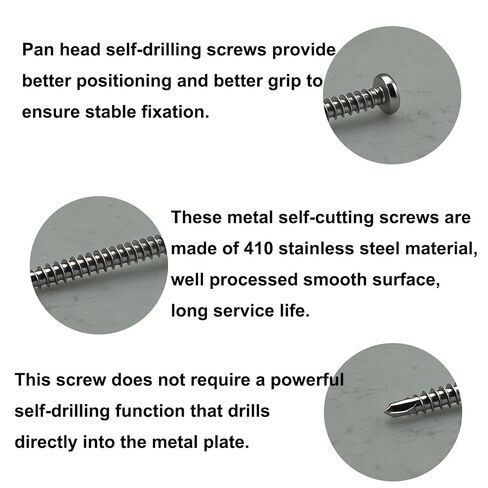 #8 x 1-1/4" Pan Head Self Drilling Screws, 410 Stainless Steel Cross Recessed Self Tapping Sheet Metal Tek Screws, 60 PCS for Industrial and Construction Use in Kuwait