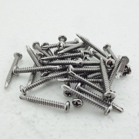 #8 x 1-1/4" Pan Head Self Drilling Screws, 410 Stainless Steel Cross Recessed Self Tapping Sheet Metal Tek Screws, 60 PCS for Industrial and Construction Use in Kuwait